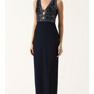 Basix Black Label |navy formal dress w/slit|size 2